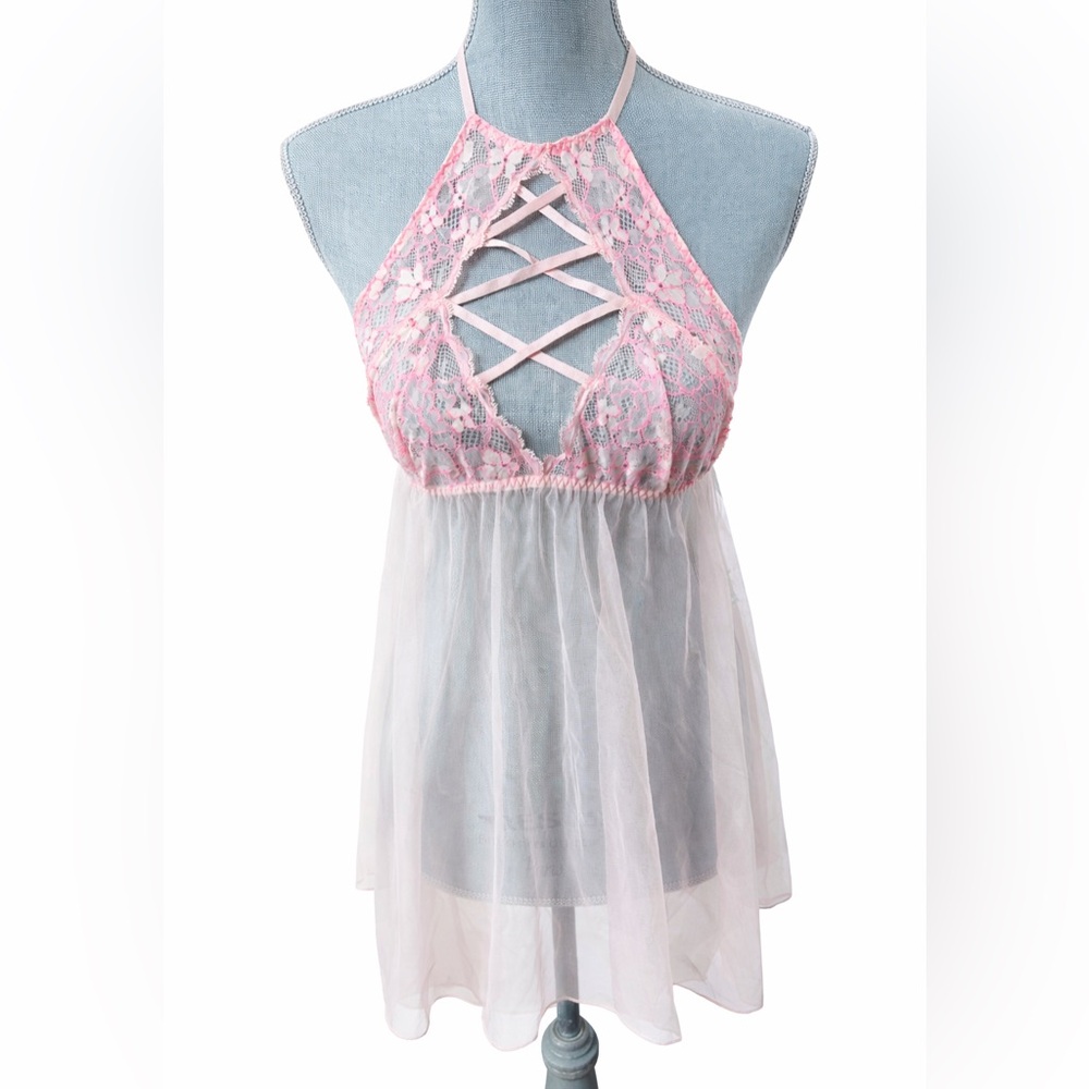 Victoria’s Secret Lace Mesh Babydoll Lingerie Medium NWT
